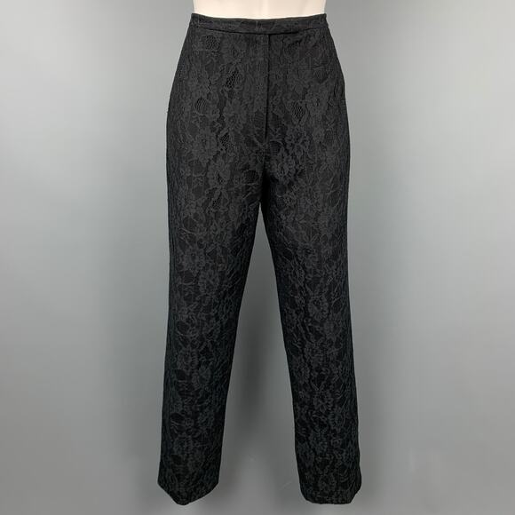 Richard Tyler Pants - RICHARD TYLER Size 10 Black Wool Blend Lace Evening Dress Pants